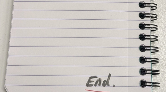 End note - 'End' written in a note book