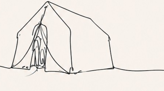 Sketch of a refugee tent