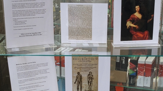 Photographs of a student display on historical representation of lesbians