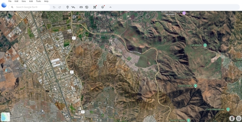 Google Earth - image of the outskirts of a city in Chile, South America