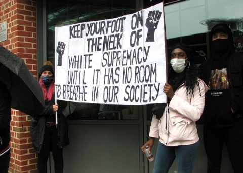 'Black Lives Matter' protest in Norwich - one of the banners by Evelyn Simak, CC BY-SA 2.0 <https://creativecommons.org/licenses/by-sa/2.0>, via Wikimedia Commons.  Reproduced under a Creative Commons CC-BY-2.0 licence.