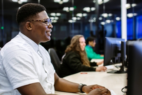 Students working at computers