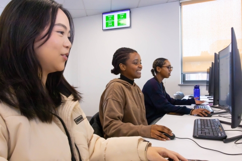Students working at computers