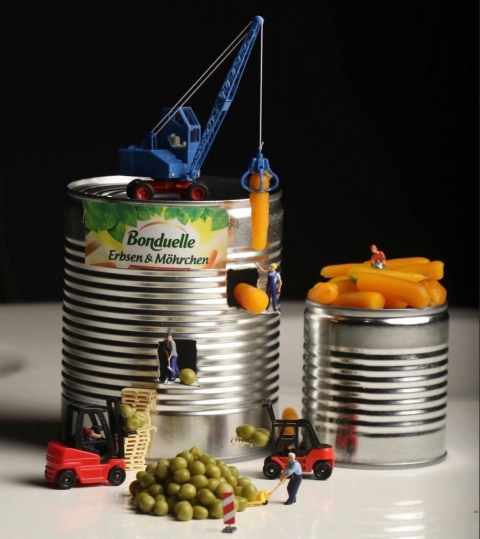 Tins of food with a crane to emulate a construction site - from Pexels - https://www.pexels.com/photo/close-up-of-food-cans-and-toys-5110639/