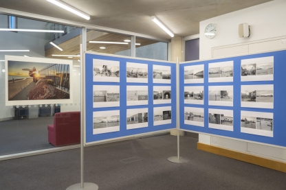 Display boards covered in photographs taken in and around Portsmouth