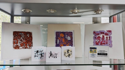 Multicolour linocut prints