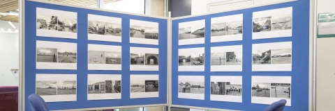 Display boards covered in photographs of Southsea