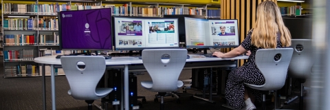 Photographs of new Curved Monitor Displays installed at University Library