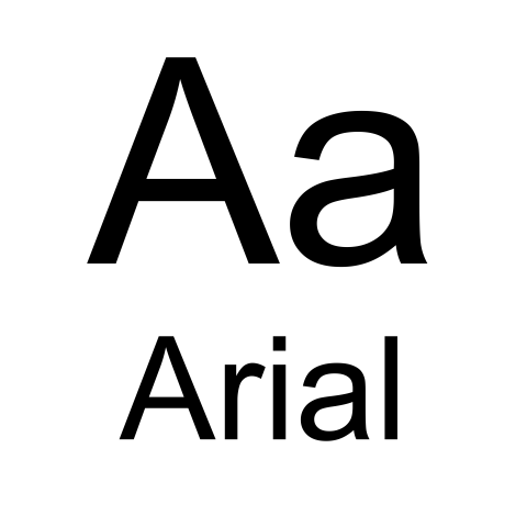 The letters "Aa" and the word "Arial" in a plain, simple font. The letters have plain, flat ends with no added marks.