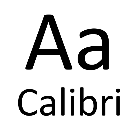 The letters "Aa" and the word "Calibri" in a friendly, rounded font. The letters have soft, rounded ends with no added marks.