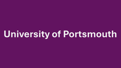 A dark purple background with the text 'University of Portsmouth' in bold white lettering. The high contrast between the white text and dark background makes the text clearly and easily readable.