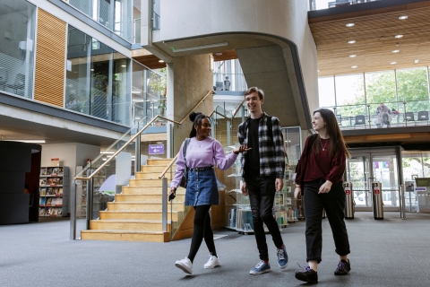 B-roll Day one - students walking into library