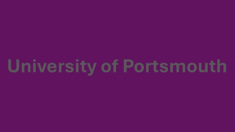 A dark purple background with the text 'University of Portsmouth' in bold dark grey lettering. The similar tones of the text and background create low contrast, making the text significantly harder to read.