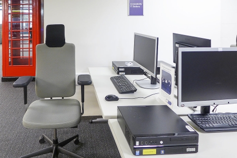 Accessible work station desk in University library