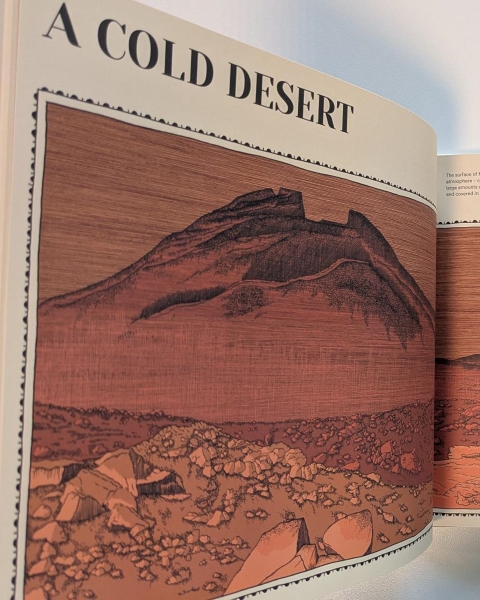 "The cold desert" - painted landscape of a red desert