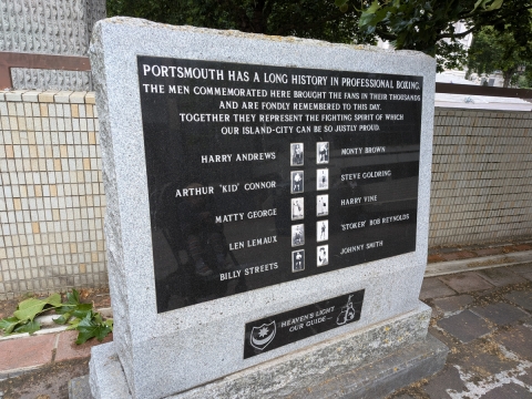 Plaque commemorating Portsmouth's history of professional boxing