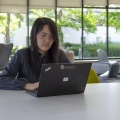 A student on a laptop